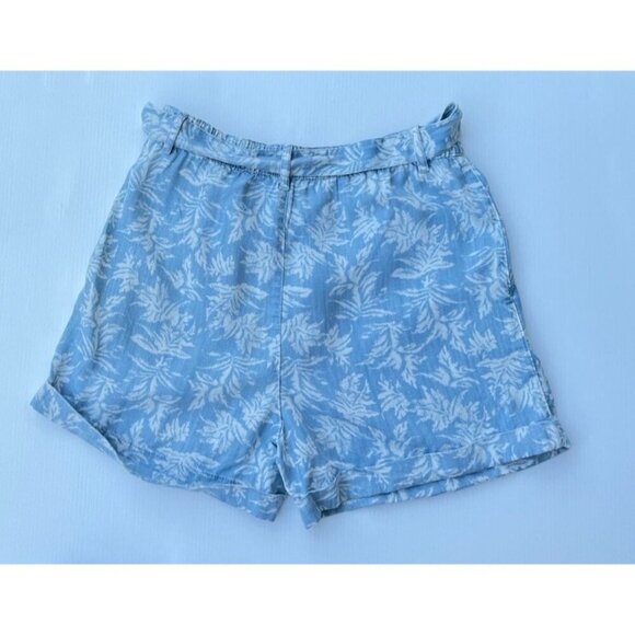 Zara Womens Blue Printed Belted Cuffed Printed Lyocell Shorts Size 4 US - Picture 2 of 8